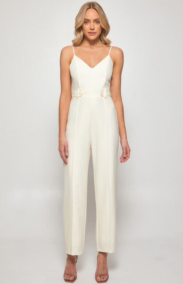 Single Strap Jumpsuit With Waist Button