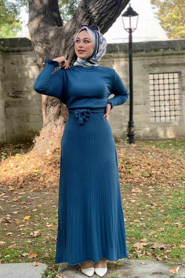 Petrol Blue Knitwear Dress