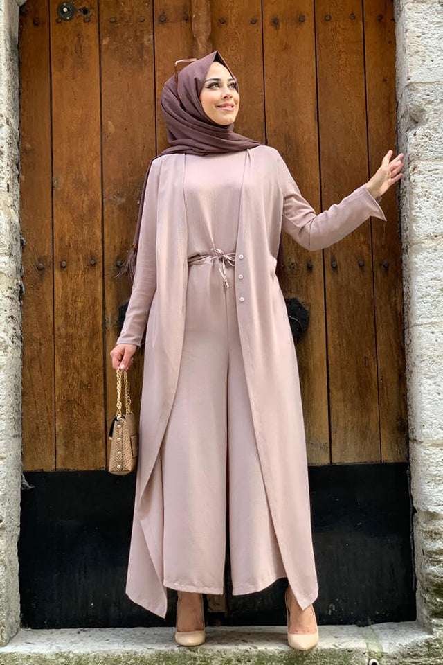 Mink Cardigan Detailed Jumpsuit