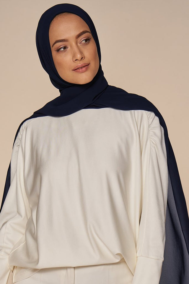Navy Blue Chiffon Hijab