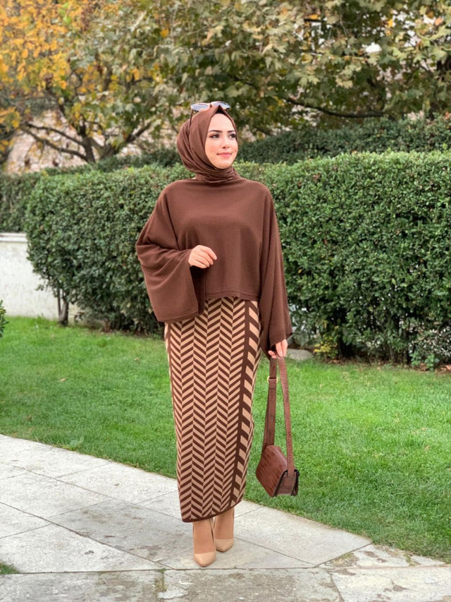 Brown Colour Tunic & Skirt