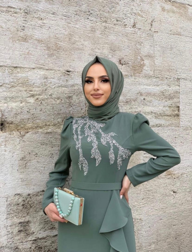 Green Sparkle Detail Dress