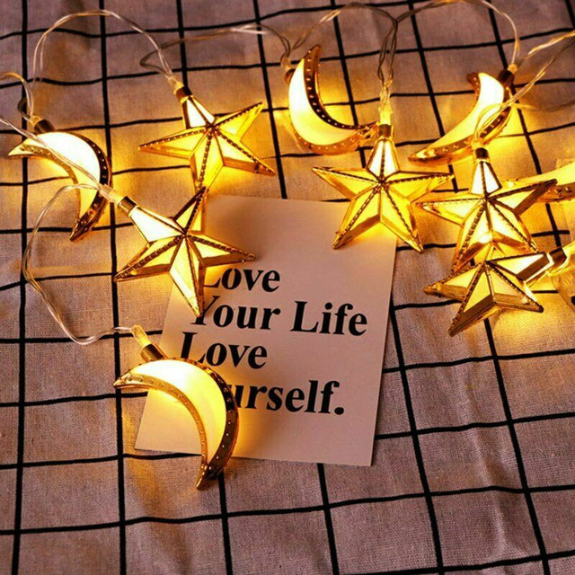 20 Ramadan Eid Mubarak Star & Moon String Lights