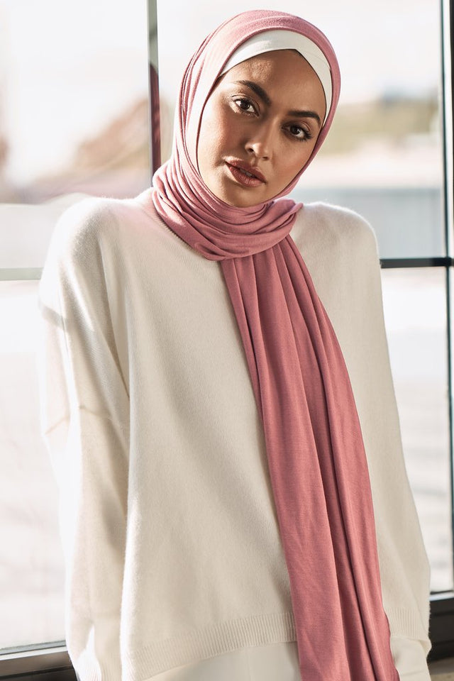 Coral-Rose Jersey Hijab