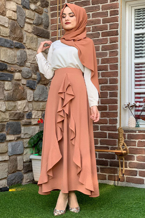 Tan Caped Skirt