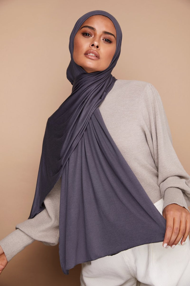 Charcoal Gray Jersey Hijab