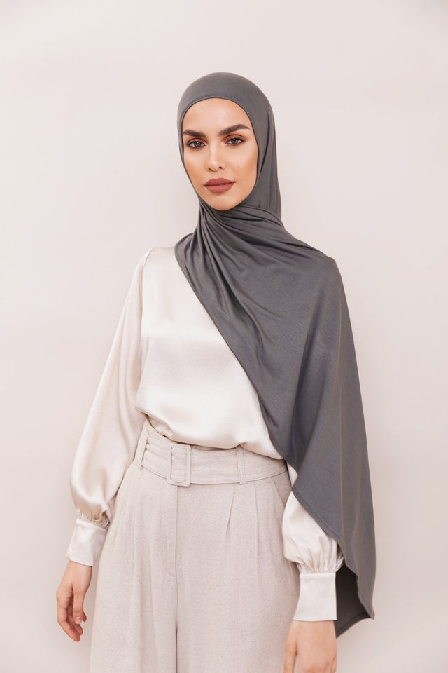 Deep Gray Jersey Hijab