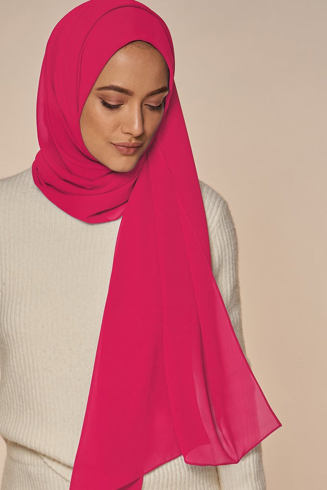 Deep Pink Chiffon Hijab