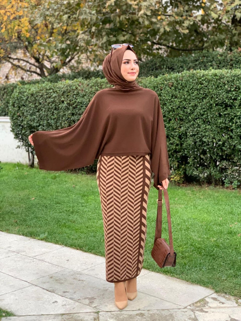 Brown Colour Tunic & Skirt