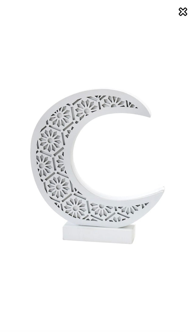 Lighting White Wooden Crescent Moon Design Table Centre Decoration XL
