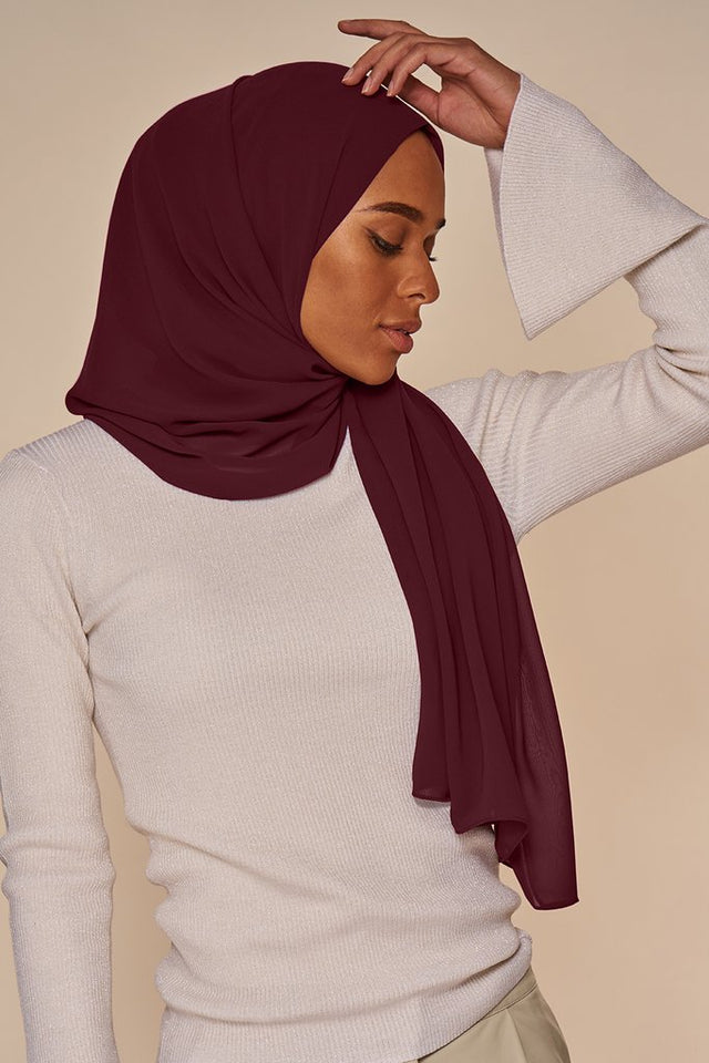 Burgundy Chiffon Hijab