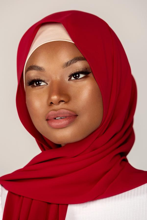 Red Chiffon Hijab