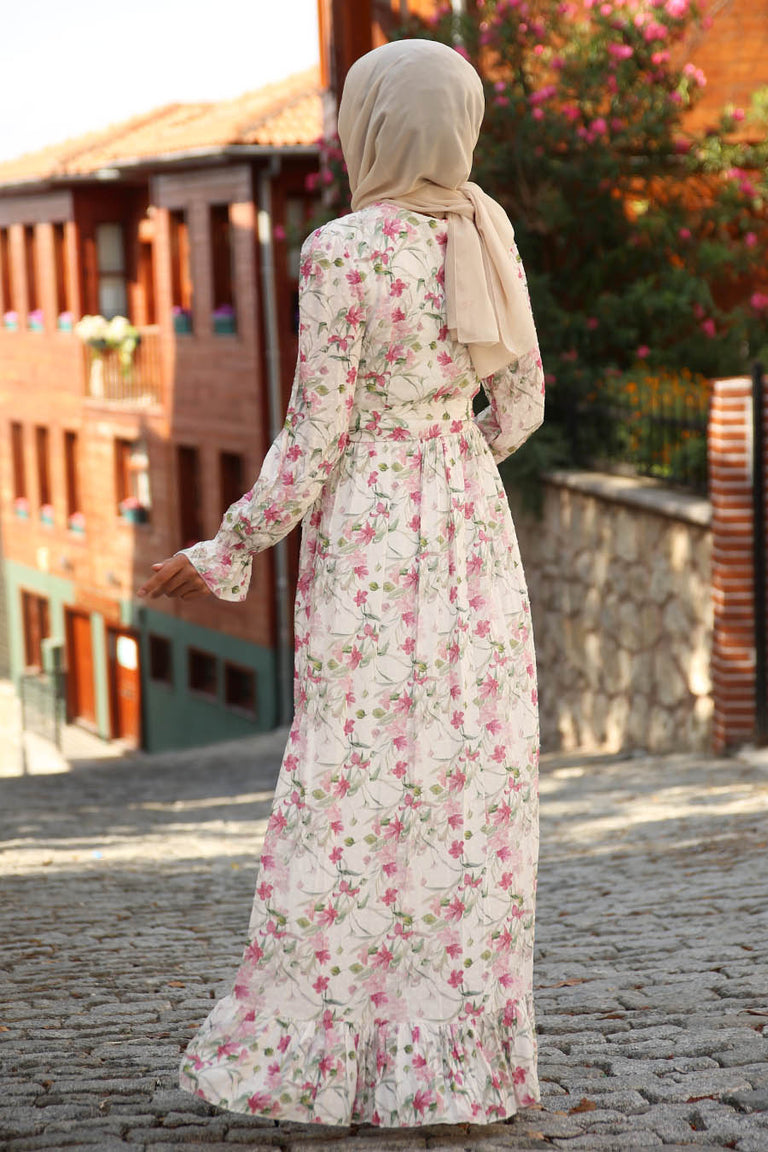 Pink Flower Patterned Dress